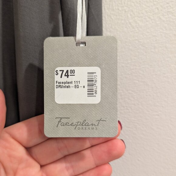 FACEPLANT DREAMS Nwt Bamboo V-Neck Nightshirt S Earl Gray Gray/Green SOFT - Picture 9 of 15